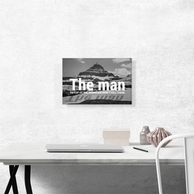«Man On Top Mountain Did Don't Fall There Motivational», reproduction d'art texturé sur toile tendue
