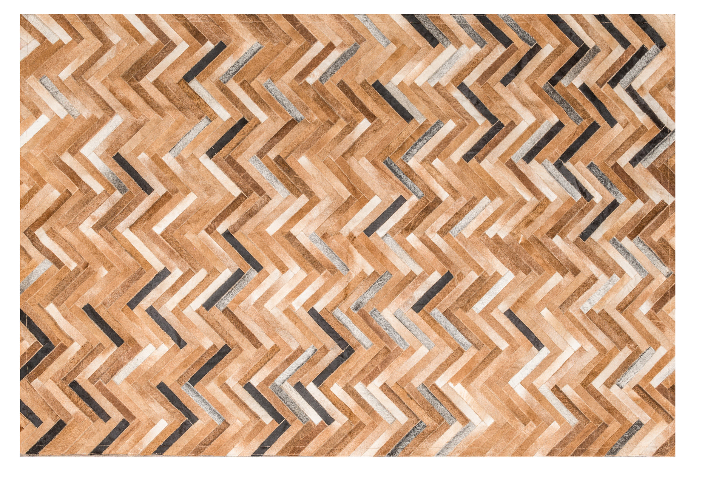 Art Hide Rectangle De Los Bosques Chevron Cowhide Area Rug in Sandy ...
