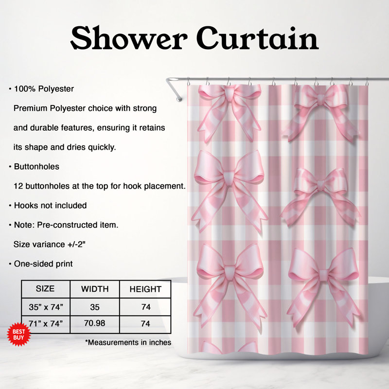 Rideau de douche Bow Fancy - Premium 75, H 74 po x l 71 po