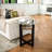 Wexford Collection Round Glass Top End Table with Wood Shelf, Mid-Century Modern Metal Frame Accent Side Table for Living Room
