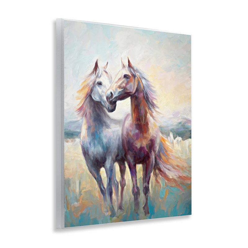 Paire de chevaux au galop, art mural sur bois par Ramona Murdock