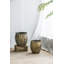 Ensemble de 2 pots à fleurs en fer vieilli, L: 13 x 13 x 14,5 po: 11 x 11 x 13,5 po