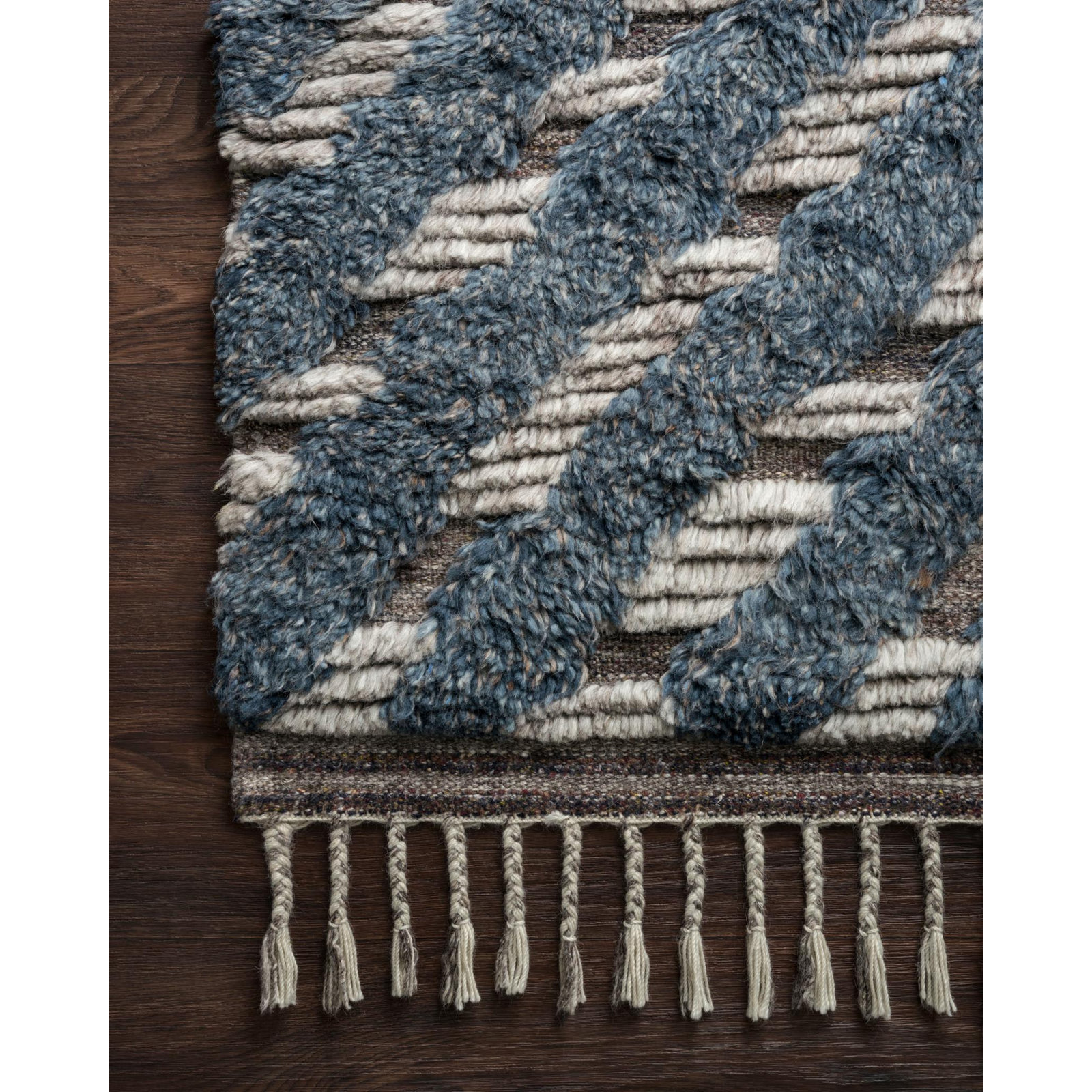 Benjamin Blue Hand-Knotted Chevron Rug, Rectangle 8'6" x 11'6"