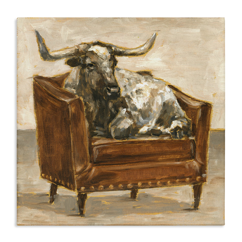 «Brown Bull Resting» par Ethan Harper - reproduction d'art, H 36 po x l 36 po