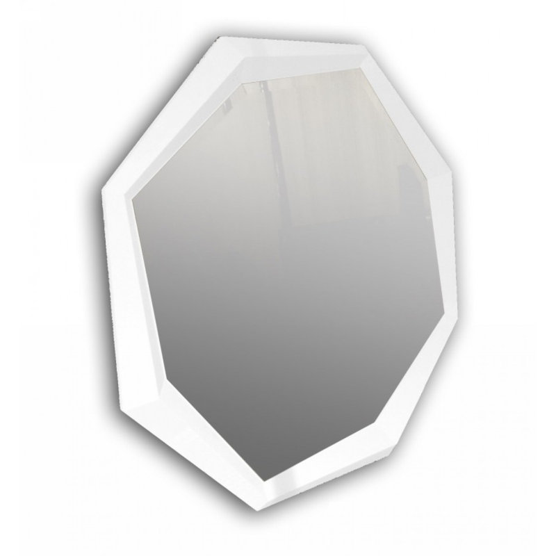 Miroir octogone en laque de crocodile, Blanc