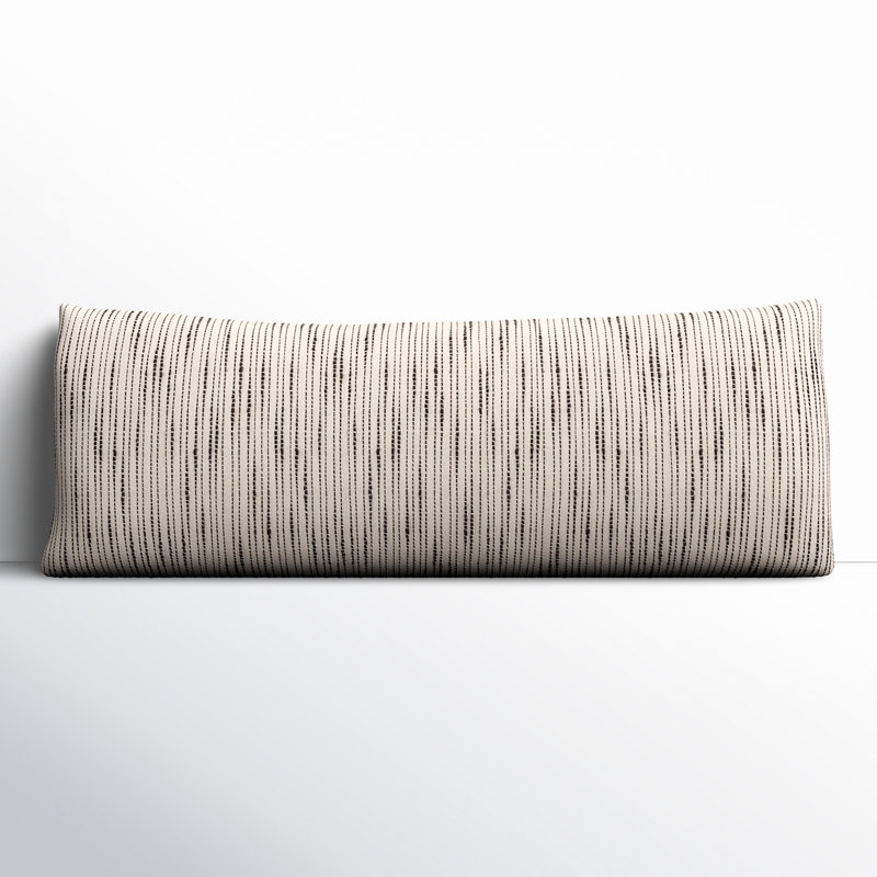 Saxon Stripe Cotton Lumbar Pillow, Down, 14" x 40"
