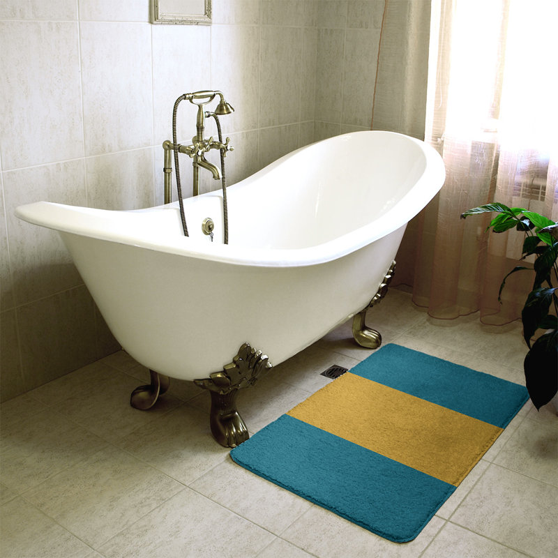 Tapis pour salle de bain Tennessee, l 17 po x L 24 po, Bleu Yale / pissenlit