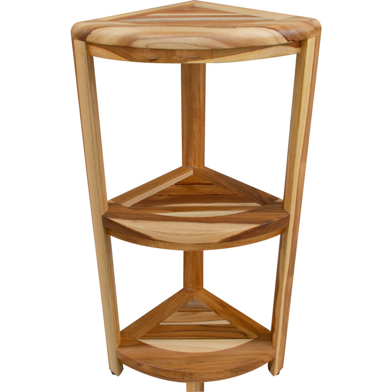 Compact Teak 3 tier Corner Shower Outdoor Bench in Natural Finish Compact Teak 3 tier Corner Shower Outdoor Bench in Natural Finish