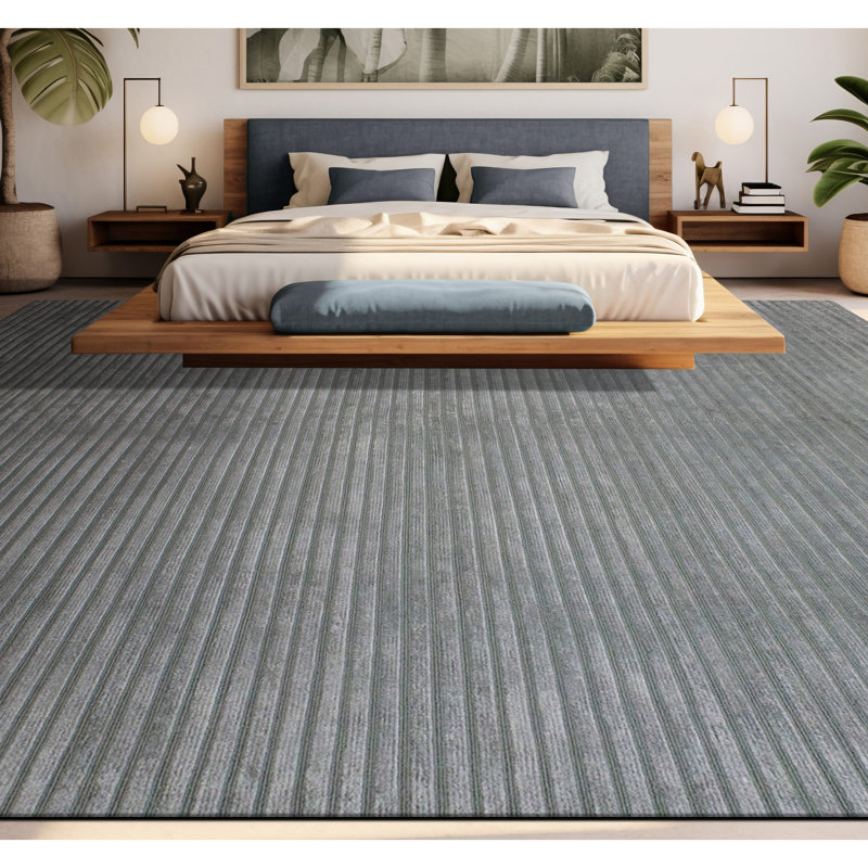 Tapis rectangulaire gris / bleu clair, Rectangle 8 pi x 10 pi