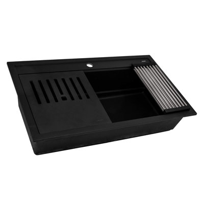 33.87'' L Drop-In Double Bowl Granite Kitchen Sink