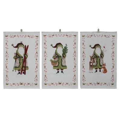 Festive Santa & Berries Cotton Tea Towel