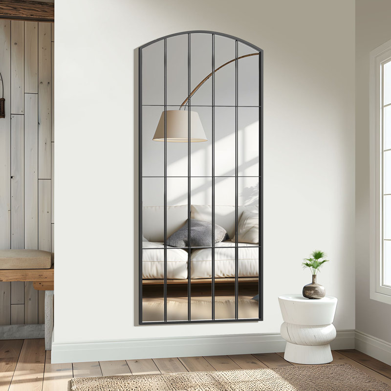 Anmay Metal Flat Mirror with Window Pane Design