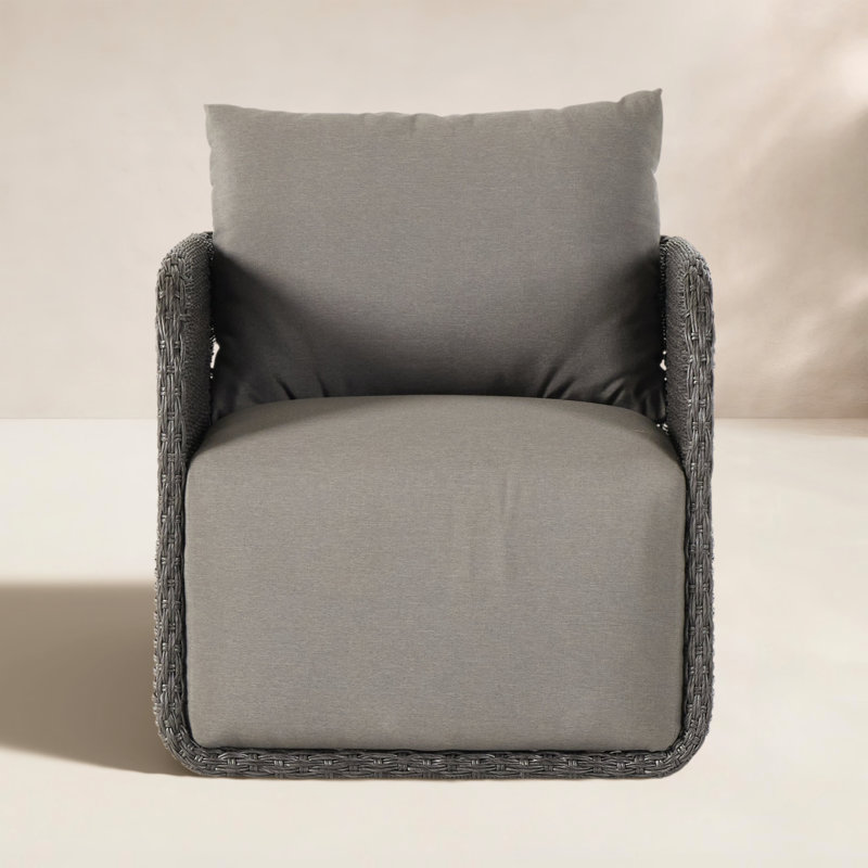Geneva Outdoor Swivel Lounge Chair, Venao Charcoal, Vingtage Coal, Olefin