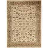Hand-Knotted High-Quality Ivory and Brown Area Rug