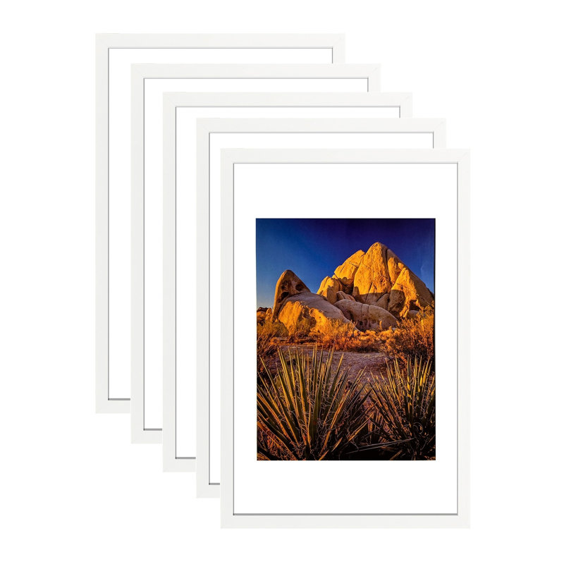 White MDF Wall Picture Frame with PS Glass - 12" x 18" Display