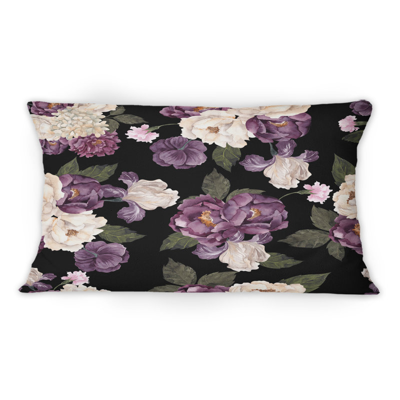 Coussin décoratif imprimé beige et fleurs rétro II - fleurs traditionnelles 1