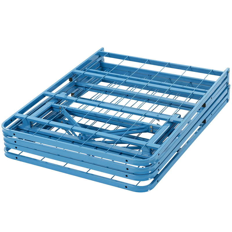 Horizon Full Light Blue Stainless Steel Metal Bed Frame with Slats