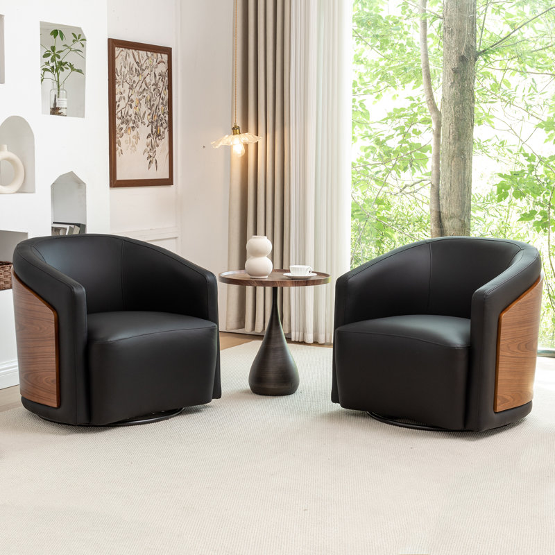 Ensemble de 2 fauteuils demi-tonneau Delwood, Noir