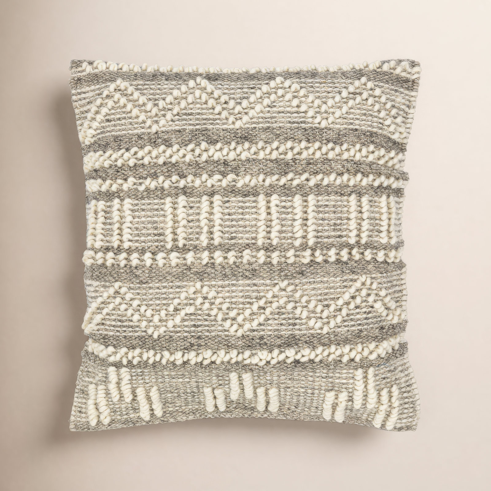 Reni Geometric Wool Throw Pillow, 18"H x 18"W, Down