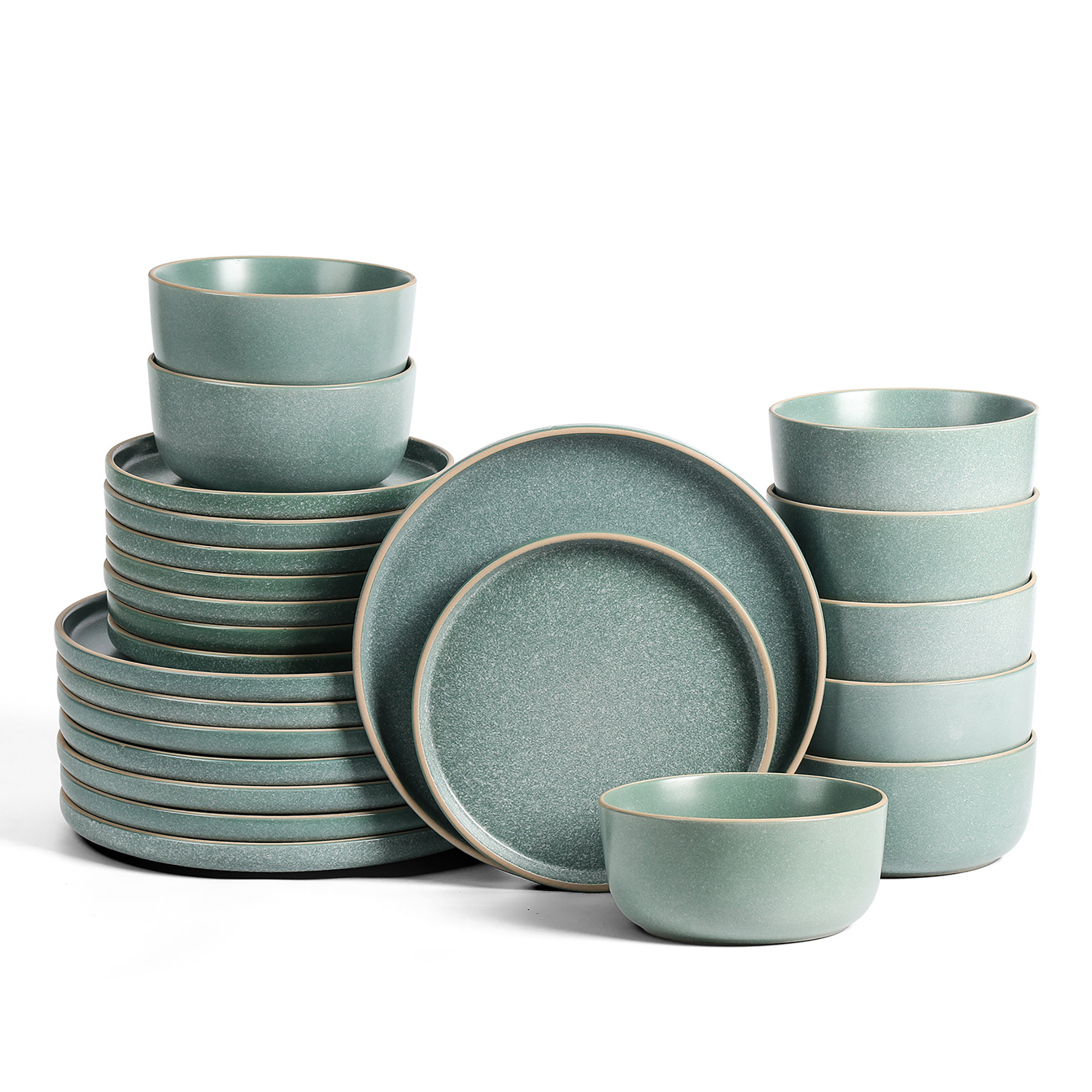 Earth & Clay Amber 24-Piece Dinnerware Set Stoneware & Reviews | Joss & Main