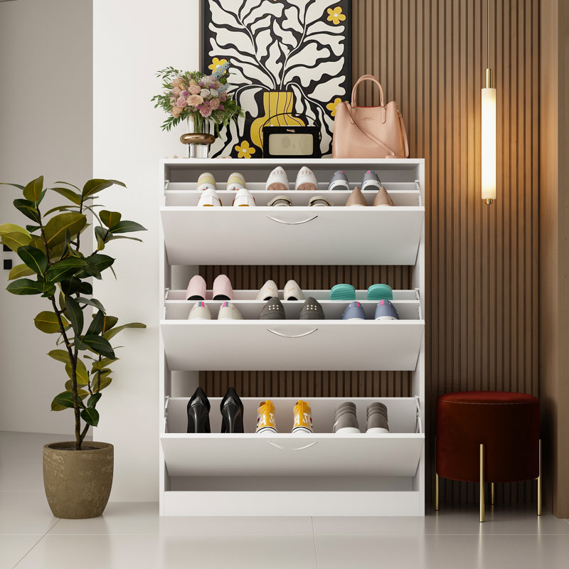 24 Pair Flip Down Shoe Storage, White