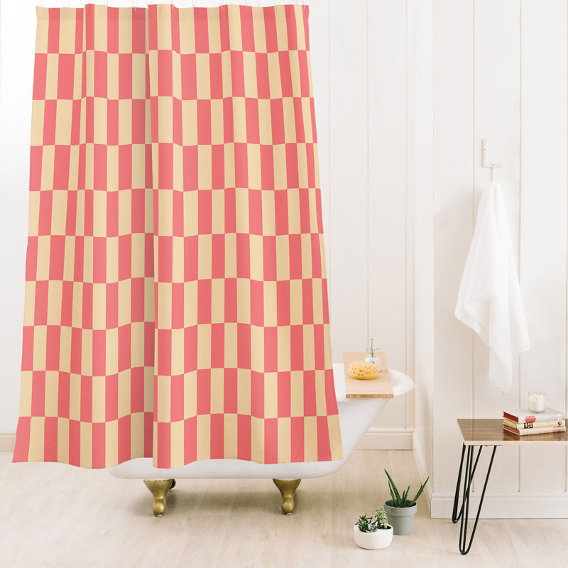 Rideau de douche Ninola Design, Orange Checkered