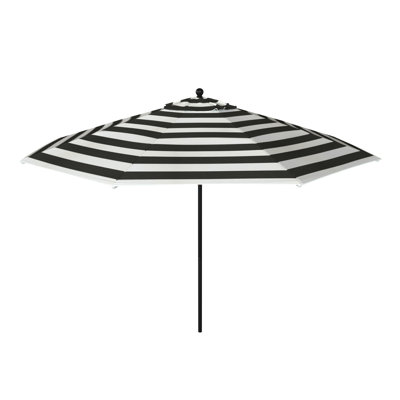 11 Foot Black Commercial Patio Umbrella With Fiberglass Ribs Pulley Lift In Cabana Classic Sunbrella