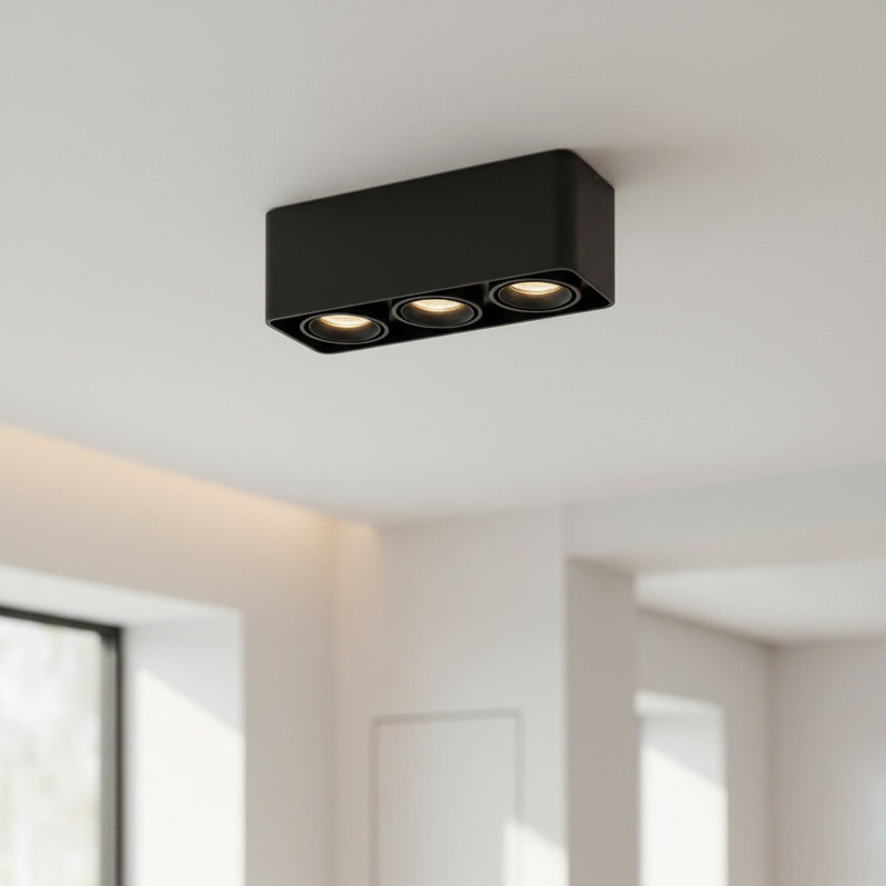 UltraBeam Modern Surface Mount Ceiling Downlight, Black, 10cm H x 29cm W x 10cm D