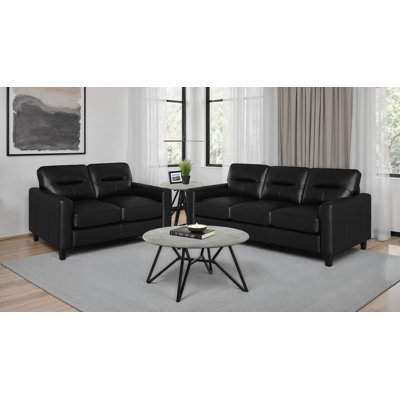 Delwood 2-Piece Faux Leather Upholstered Sofa Set Black