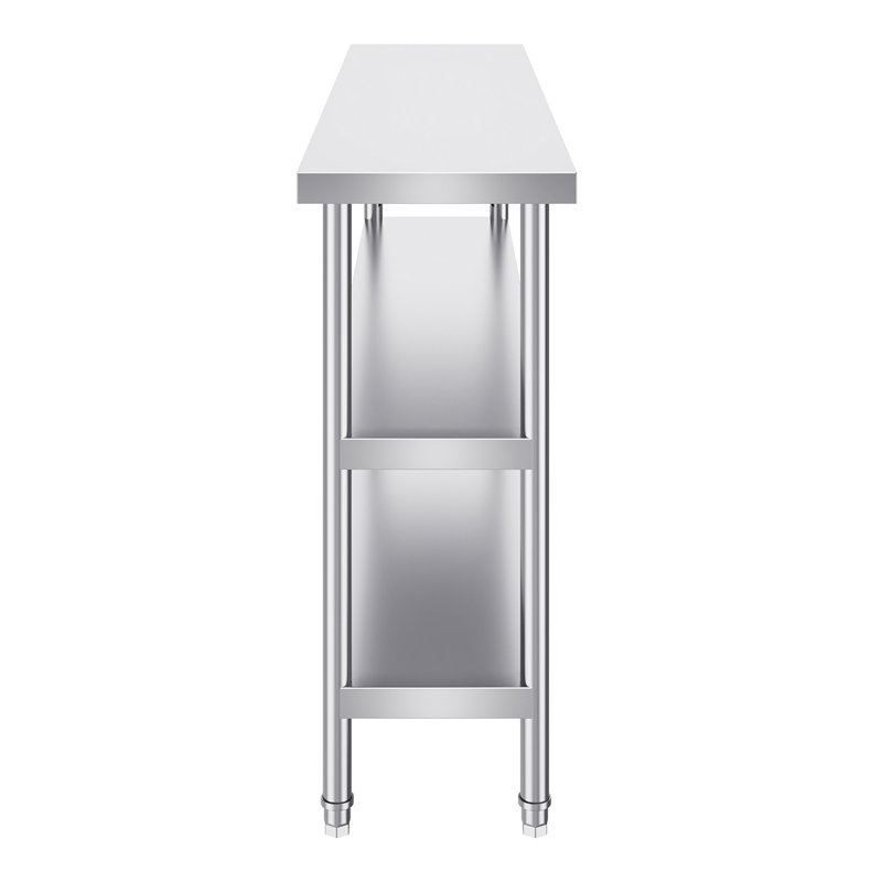 Table de préparation en acier inoxydable, H 34 po x l 60 po x P 14 po, Gris acier / argent
