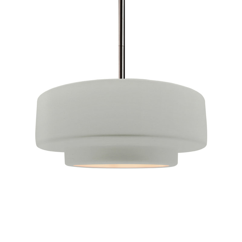 Luminaire suspendu à 1 lumière Meydan, Blanc mat, H 5,25 po x l 14,5 po x P 14,5 po, Nickel brossé