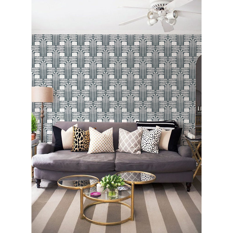 Organic Falls 10' L x 24" W Peel and Stick Wallpaper Roll, Gray, Faux Grasscloth, Non-pasted