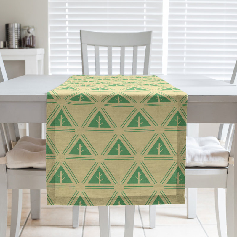 Chemin de table d’arbre minimaliste classic Barbra, 16 po x 90 po, Jaune clair / vert