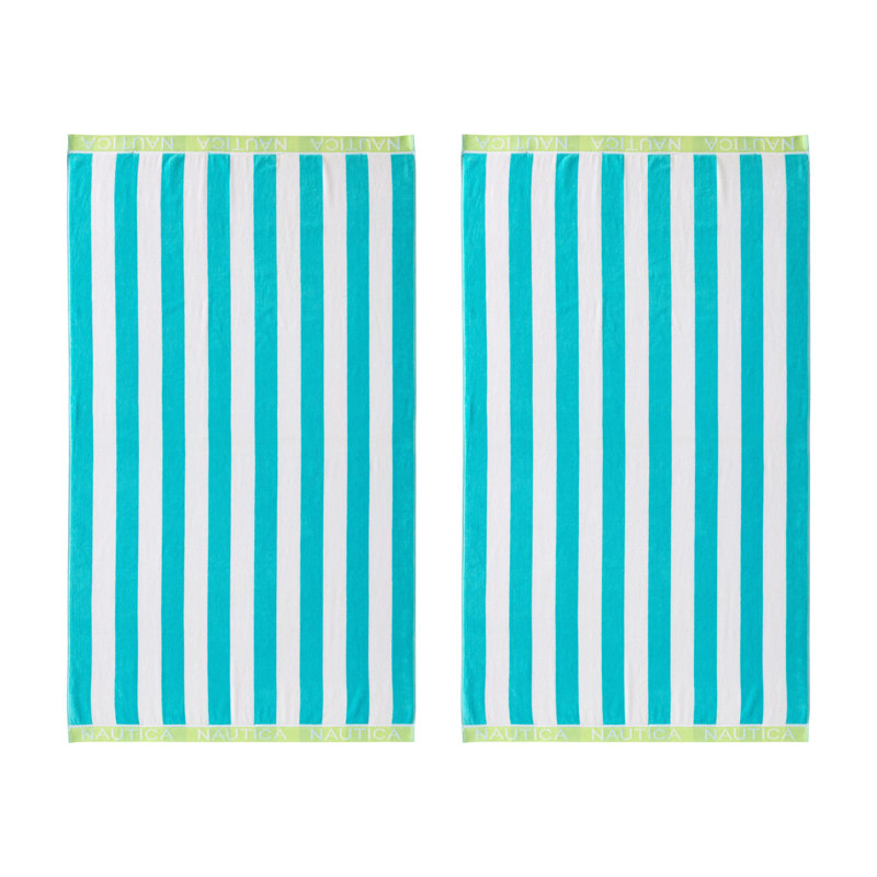 Nautica 2 Piece Beach Towel Set, Classic Cabana Blue