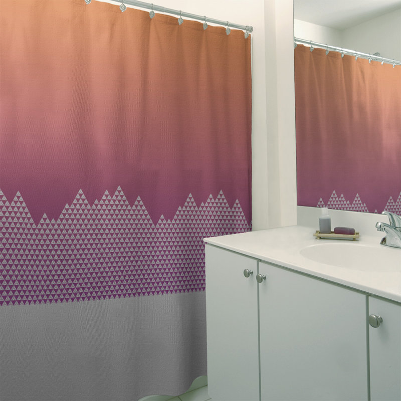 Rideau de douche simple Mountain, Orange / mauve