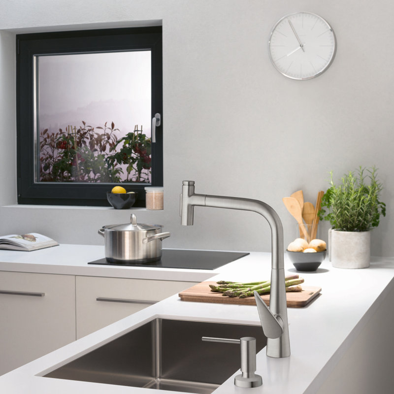 hansgrohe Talis Select S HighArc Kitchen Faucet, 2-Spray Pull-Out, 1.75 GPM, Stainless Steel