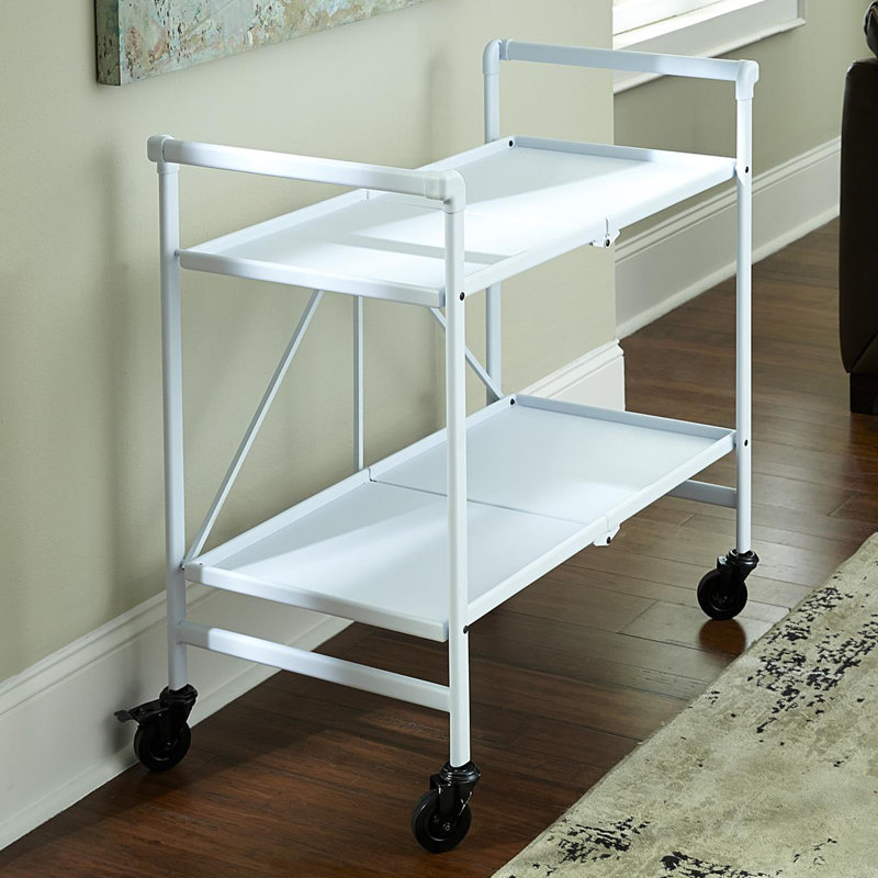 COSCO Indoor/Outdoor Folding Serving Cart with Wheels, White