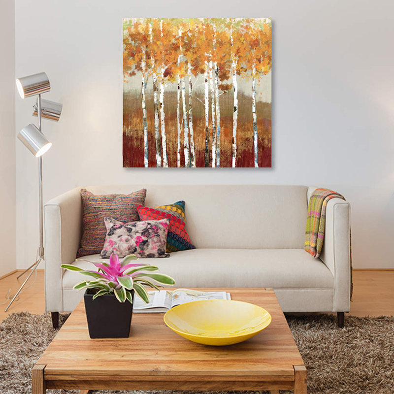 «Golden Landscape» par Allison Pearce - impression, H 26 po x l 26 po x P 1,5 po, Toile tendue, Pas de tapis