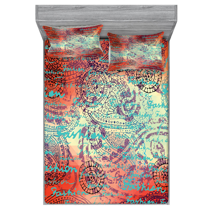 Microfiber Floral Sheet Set, Queen Sheet Set with Fitted Sheet