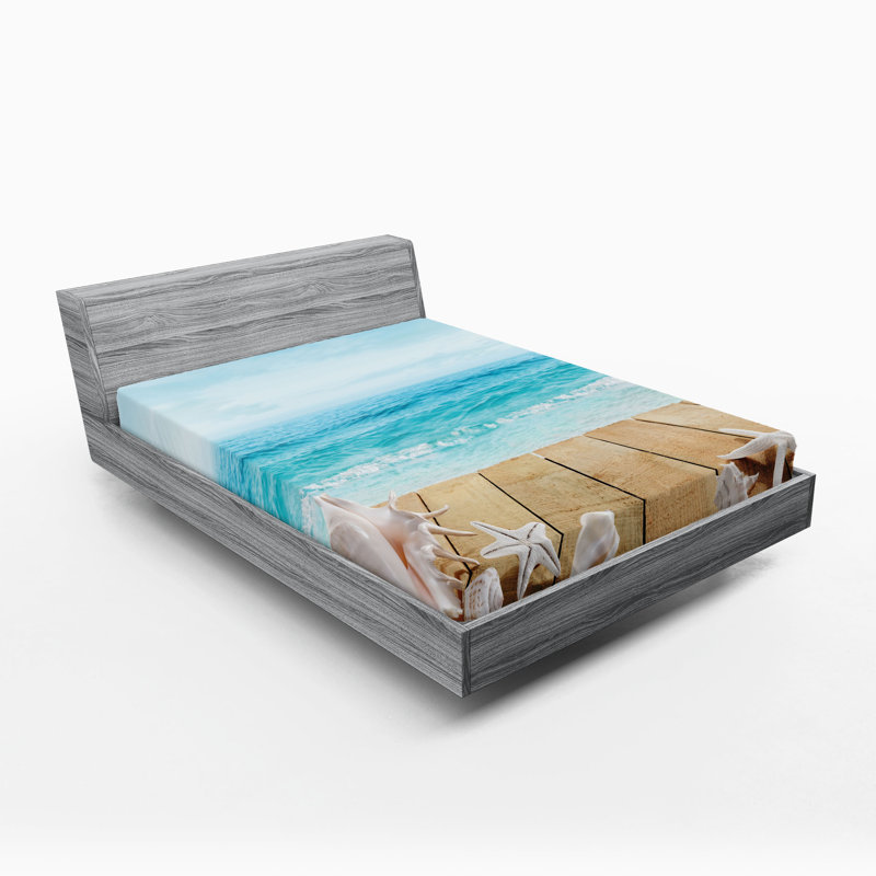 Ensemble de 2 draps-housse Ambesonne Beach Sunshine Maldives Brun pâle / beige, Drap-housse de taille double