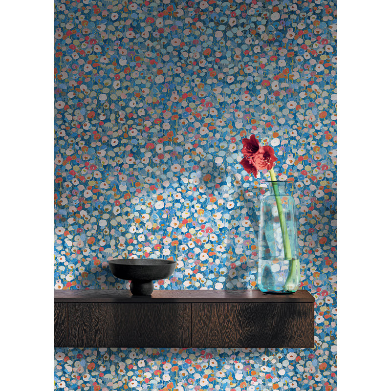 Papier peint floral bleu Prato Petite, Bleu