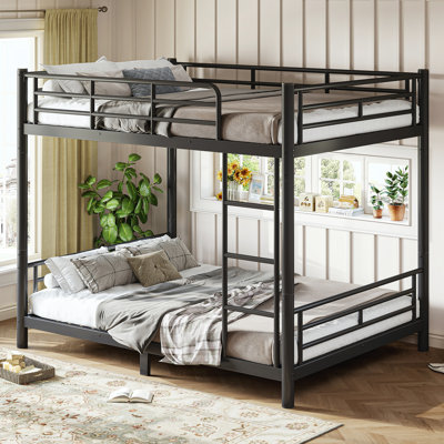Full over Full Size Metal Bunk Bed for Teens and Adults,Converted Into Two Beds,Space-Saving/Noise Reduced/No Box Spring Needed,Round Tube
