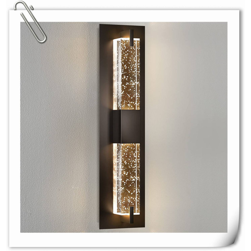 Black Wall Sconce Light - Dimmable LED Sconces Wall Lighting W/Bubble Crystal,19'' Modern Indoor Wall Lights For Living Room Bedroom Hallway Bathroom,3000K,ETL Listed