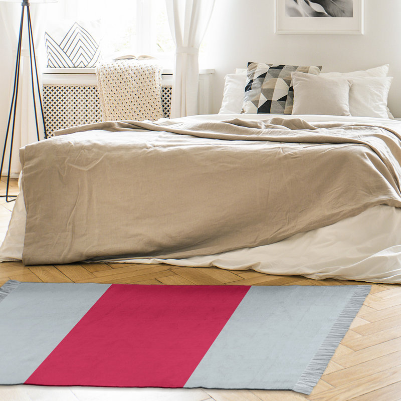 Tapis argenté/rouge
