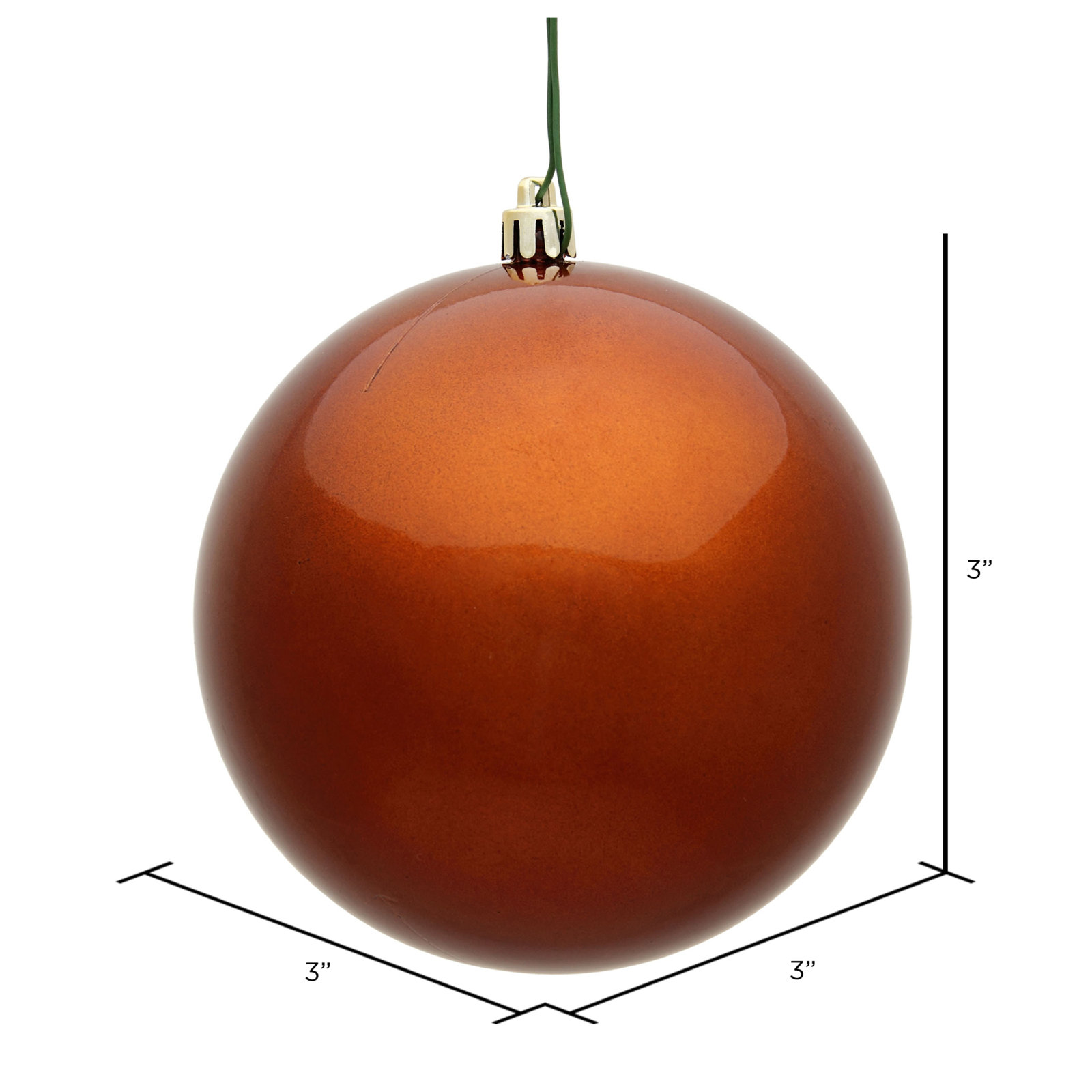 Holiday Décor Ball Ornament, Copper Candy, 3" H x 3" W x 3" D