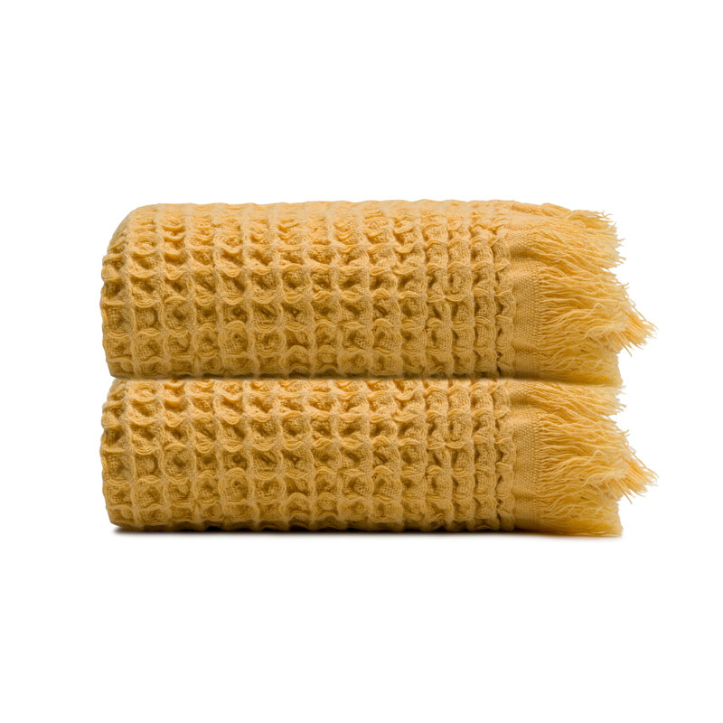 Ensemble de 4 serviettes de cuisine gaufrées en coton Waffle, Yellow