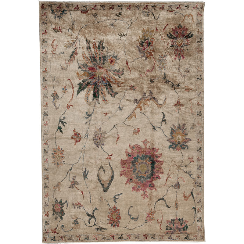 Tapis ivoire noué à la main de haute qualité