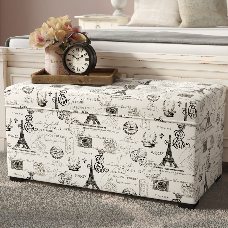 Banc de rangement rembourré Outten, Onyx français