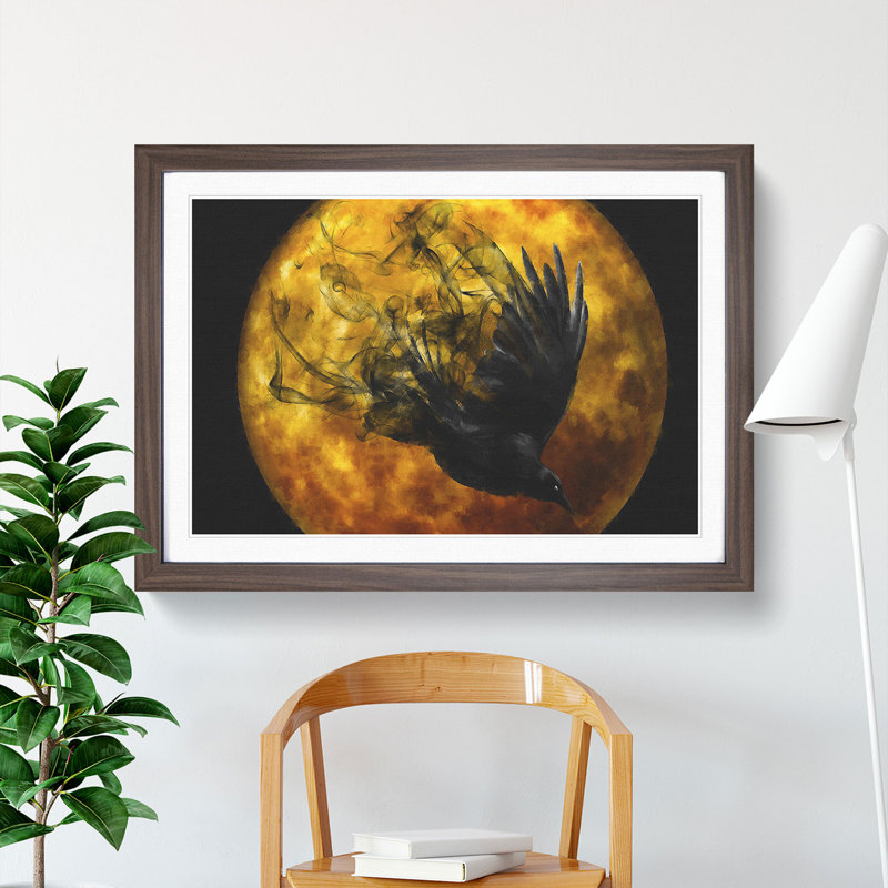 Raven Bird Vol.2 - Framed Print, 36cm H x 48cm W x 2cm D, Walnut Framed