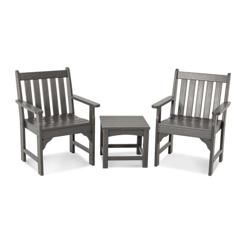 POLYWOOD Vineyard 3 Piece Seating Group, Slate Gray